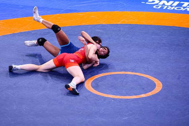 U20 World Championships 65kg WW - Chandni Grace Banks (GBR) df. Anna Mazgajova (CZE) *** U20 World Championships, 65 kg Open Weight: Chandni Grace Banks (GBR) defeated Anna Mazgajova (CZE) by decision Copyright: xKadirxCaliskanx 776545139
