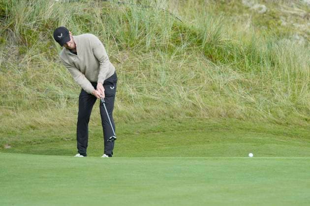 BALMEDIE, SCOTLAND - AUG 19: Andy Murray, former Tennis player putts on the first green during the Pro-Am at the 2026 Nexo Championship at the Trump International Golf Links, Balmedie on August 19, 2026 in Aberdeenshire, Scotland The 2026 Nexo Championship