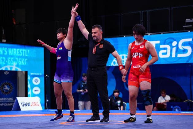 U20 World Championships 76kg WW - Kajal Kajal (IND) df. Miyu Takayama (JPN) *** U20 World Championships, 76 kg, Women s Weight Class: Kajal Kajal (IND) vs. Miyu Takayama (JPN) Copyright: xKadirxCaliskanx 776545139