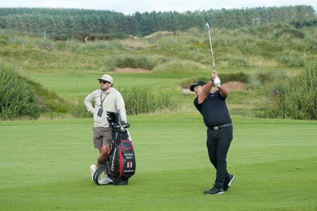 BALMEDIE, SCOTLAND - AUG 19: Patrick Reed (USA) plays from the second fairway during the Pro-Am at the 2026 Nexo Championship at the Trump International Golf Links, Balmedie on August 19, 2026 in Aberdeenshire, Scotland The 2026 Nexo Championship
