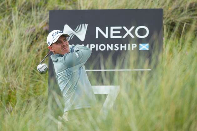 BALMEDIE, SCOTLAND - AUG 19: Grant Forrest (SCO) plays from the first tee during the Pro-Am at the 2026 Nexo Championship at the Trump International Golf Links, Balmedie on August 19, 2026 in Aberdeenshire, Scotland The 2026 Nexo Championship