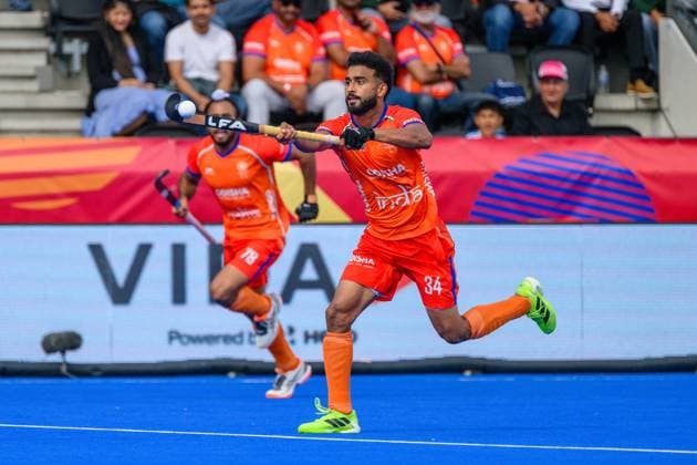 AMSTELVEEN, 19-08-2026, Wagener Stadion, FIH Hockey World Cup 2026 Men, 2026. Sukhjeet Singh during the game Pakistan - India (men). Pakistan - India (men)  x205849662x Copyright: