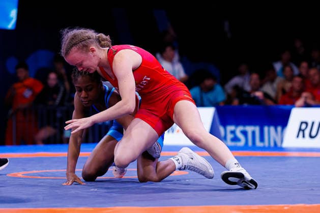 U20 World Championships 50kg WW - Morgan Nicole Turner (USA) df. Josephine Wrensch (GER) *** U20 World Championships, 50 kg, Women s Weight Class: Morgan Nicole Turner (USA) defeated Josephine Wrensch (GER) Copyright: xKostadinxAndonovx