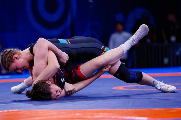 U20 World Championships 62kg WW - Leonie Steigert (GER) df. Zhaidar Mukat (KAZ) *** U20 World Championships, 62 kg, Women s Weight Class: Leonie Steigert (GER) def. Zhaidar Mukat (KAZ) Copyright: xKostadinxAndonovx