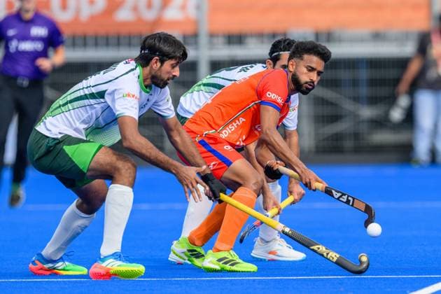 AMSTELVEEN, 19-08-2026, Wagener Stadion, FIH Hockey World Cup 2026 Men, 2026. Sukhjeet Singh during the game Pakistan - India (men). Pakistan - India (men)  x205849689x Copyright: