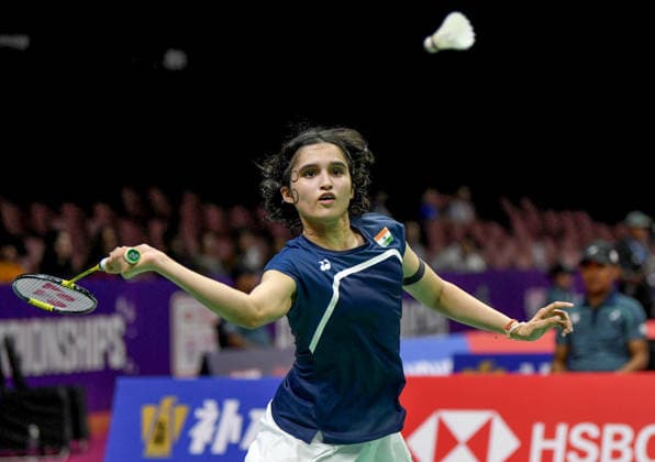 BWF World Championship, WM, Weltmeisterschaft 2026, India vs Canada, women s singles New Delhi, Aug 19 (ANI): India s Unnati Hooda in action during the women s singles Round of 32 match against Canada™s Michelle LI at the BWF World Championship 2026 at Indira Gandhi Indoor Stadium, in New Delhi on Wednesday. NEW DELHI Delhi India Copyright: xANIx ANI_20260819327