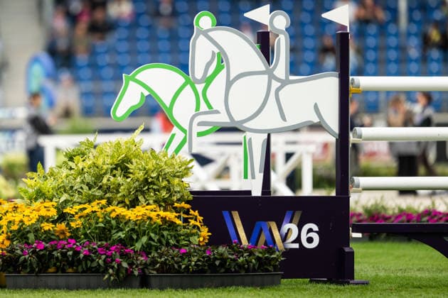 260819 General view of a fence during the team and individual jumping qualifier round one during day 9 of the 2026 FEI World Championships on August 19, 2026 in Aachen. Photo: Emma Wallskog BILDBYRAN kod EW EW0689 ridsport equestrian rid-vm 2026 2026 fei world championships bbeng ridsport-vm hoppning jumping genre *** 260819 General view of a fence during the first round of the team and individual jumping qualifiers on Day 9 of the 2026 FEI World Championships on August 19, 2026 in Aachen. Photo by Emma Wallskog. BILDBYRAN code EW EW0689. equestrian sports, 2026 World Championships, 2026 FEI World Championships, BBENG, equestrian World Championships, show jumping, genre  Copyright: EMMAxWALLSKOG BB260819EW146