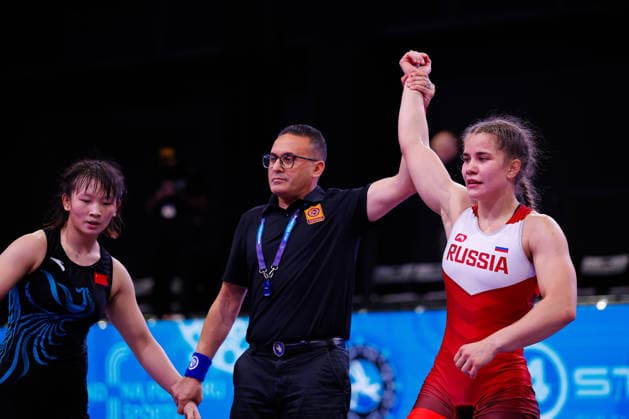 U20 World Championships 65kg WW - Margarita Salnazarian (RUS) df. Zhengwei Ma (CHN) *** U20 World Championships, 65 kg Open Weight: Margarita Salnazarian (RUS) def. Zhengwei Ma (CHN) Copyright: xKostadinxAndonovx