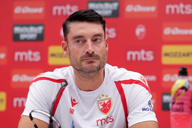 Crvena Zvezda v Viktoria Plzen, UEFA Europa League, play-offs, 1st leg Season 2026 2027 Belgrade, Serbia. 19th August, 2026. Crvena Zvezda s head coach Albert Riera prior to the UEFA Europa League, play-offs, 1st leg football match between Crvena Zvezda (Red Star) and Viktoria Plzen at the Rajko Mitic Stadium on August 19, 2026 in Belgrade, Serbia. Belgrade Serbia Copyright: xPedjaxMilosavljevicx x