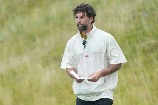 BALMEDIE, SCOTLAND - AUG 19: Former Scotland football International Charlie Mulgrew marks his card during the Pro-Am at the 2026 Nexo Championship at the Trump International Golf Links, Balmedie on August 19, 2026 in Aberdeenshire, Scotland The 2026 Nexo Championship