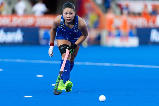 Netherlands Women v Japan Women - FIH Hockey World Cup AMSTELVEEN, NETHERLANDS - AUGUST 19: Hanami Saito of Japan during the FIH Hockey World Cup match between Netherlands Women and Japan Women at Wagener Stadion on August 19, 2026 in Amstelveen, Netherlands. Amstelveen Wagener Stadion Netherlands Content not available for redistribution in The Netherlands directly or indirectly through any third parties. Copyright: xMarcelxvanxPlateringenx