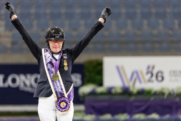 AACHEN - FEI World Championships 2026, AACHEN - FEI World Championships 2026 DRESING Heidemarie (GER), Poesie 143 Medal ceremony Medaillenvergabe FEI Para Dressage World Championship, WM, Weltmeisterschaft Grade II Para Grand Prix A Individual Final & First Individual Qualifier for the Grand Prix Freestyle Aachen, Reitstadion Soers 19. August 2026 - *** AACHEN FEI World Championships 2026, AACHEN FEI World Championships 2026 DRESING Heidemarie GER, Poesie 143 Medal Ceremony FEI Para Dressage World Championship Grade II Para Grand Prix A Individual Final First Individual Qualifier for the Grand Prix Freestyle Aachen, Reitstadion Soers, August 19, 2026