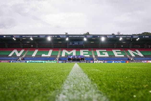NIJMEGEN , 19-08-2026 , Stadium De Goffert , season 2026 2027 , UEFA Champions League play-offs 1st leg football , match between NEC Nijmegen and Bodo Glimt , picture shows Champions League expressions in the stadium NEC - Bodo Glimt  x205851138x Copyright: