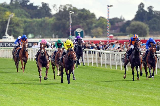 19.08.2026, York, North Yorkshire, GBR - Item with Colin Keane (pink cap) up wins the Juddmonte International Stakes. York racecourse. (Pferd, Jockey, Item, Keane, Sieg, Ziel, Zielankunft) 260819C939YORK.JPG *** August 19, 2026, York, North Yorkshire, UK: Horse wearing a pink cap, ridden by Colin Keane, wins the Juddmonte International Stakes at York Racecourse. Horse, Jockey, Horse, Keane, Victory, Finish, Finish Line 260819C939YORK JPG