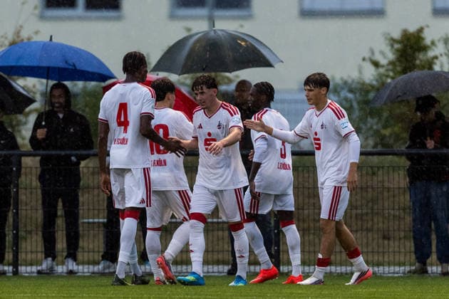 U19 DFB-Nachwuchsliga: SC Fortuna Köln vs. 1. FC Köln; 19.08.2026 KÖLN, GERMANY - AUGUST 19: Jubel zum 0:2 durch Luca Mijatovic (1. FC Köln, 11) während dem 3. Spieltag der Vorrunde Gruppe F - U19 DFB-Nachwuchsliga zwischen SC Fortuna Köln vs. 1. FC Köln am Rasenplatz Kapellenstr am 19. August 2026 in Köln, Deutschland. *** U19 DFB Youth League: SC Fortuna Köln vs. 1. FC Köln, August 19, 2026, Cologne, Germany. Celebrations following Luca Mijatovic’s 0–2 goal for 1. FC Köln, 11 during Matchday 3 of the preliminary round, Group F, of the U19 DFB Youth League between SC Fortuna Cologne and 1 FC Cologne at the Kapellenstr grass field on August 19, 2026, in Cologne, Germany Copyright: xBEAUTIFULxSPORTS Wunderlx