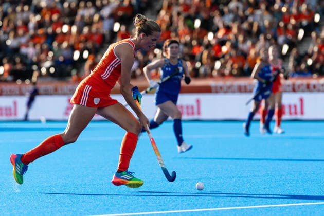 Netherlands Women v Japan Women - FIH Hockey World Cup AMSTELVEEN, NETHERLANDS - AUGUST 19: Felice Albers of Netherlands during the FIH Hockey World Cup match between Netherlands Women and Japan Women at Wagener Stadion on August 19, 2026 in Amstelveen, Netherlands. Amstelveen Wagener Stadion Netherlands Content not available for redistribution in The Netherlands directly or indirectly through any third parties. Copyright: xMarcelxvanxPlateringenx