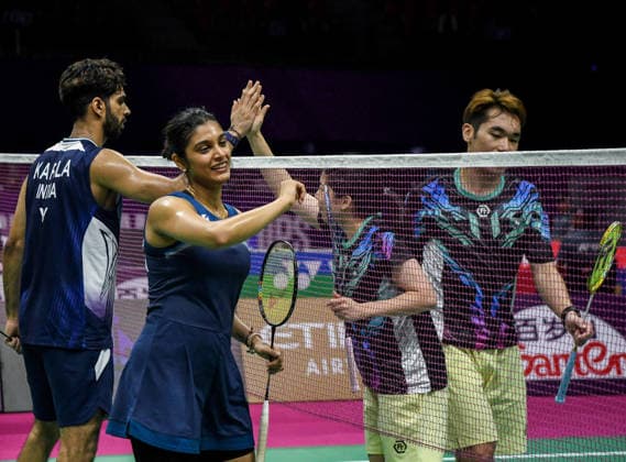 BWF World Championships 2026: India vs Macau New Delhi, Aug 19 (ANI): India s Dhruv Kapila and Tanisha Crasto after winning their Round of 32 mixed doubles match against Macau s Leong Iok Chong and Weng Chi Ng at the BWF World Championships 2026 at Indira Gandhi Indoor Stadium, in New Delhi on Wednesday. New Delhi Delhi India Copyright: xANIx ANI_20260819030