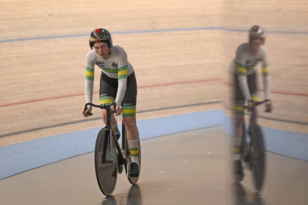 2026 UCI Junior Track World Championships Picture by Mathew Wells SWpix.com - 19 08 2026 - Cycling - 2026 UCI Junior Track World Championships - Heusden-Zolder, Flanders, Belgium - Women™s Team Sprint First Round - Emily Watch, April Kat, Paige Squire of Australia Copyright: x xSWpix.comx(t axPhotographyxHubxLtd)xMathewxWells SWpix.comx SWP-3030-18194