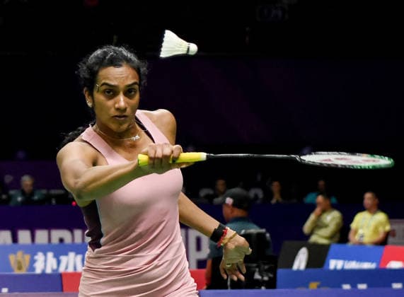 BWF World Championship, WM, Weltmeisterschaft 2026, India vs Canada, women s singles Round of 32 New Delhi, Aug 19 (ANI): India s PV Sindhu in action during the women s singles Round of 32 match against Canada™s Wen Yu Zhang at the BWF World Championship 2026 at Indira Gandhi Indoor Stadium, in New Delhi on Wednesday. NEW DELHI Delhi India Copyright: xANIx ANI_20260819444
