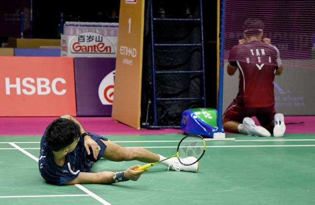 BWF World Championship, WM, Weltmeisterschaft 2026, India vs USA, men s singles New Delhi, Aug 19 (ANI): India s Lakshya Sen in action during the men s singles Round of 32 match against USA s Garret Tan at the BWF World Championship 2026 at Indira Gandhi Indoor Stadium, in New Delhi on Wednesday. NEW DELHI Delhi India Copyright: xANIx ANI_20260819457