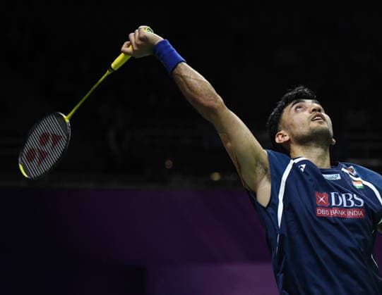 BWF World Championship, WM, Weltmeisterschaft 2026, India vs USA, men s singles New Delhi, Aug 19 (ANI): India s Lakshya Sen in action during the men s singles Round of 32 match against USA s Garret Tan at the BWF World Championship 2026 at Indira Gandhi Indoor Stadium, in New Delhi on Wednesday. NEW DELHI Delhi India Copyright: xANIx ANI_20260819461