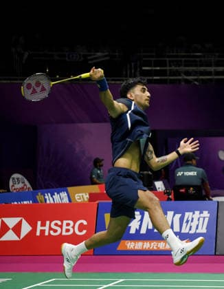 BWF World Championship, WM, Weltmeisterschaft 2026, India vs USA, men s singles New Delhi, Aug 19 (ANI): India s Lakshya Sen in action during the men s singles Round of 32 match against USA s Garret Tan at the BWF World Championship 2026 at Indira Gandhi Indoor Stadium, in New Delhi on Wednesday. NEW DELHI Delhi India Copyright: xANIx ANI_20260819465
