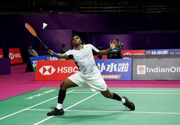 BWF World Championship, WM, Weltmeisterschaft 2026, India vs Sri Lanka, men s singles Round of 32 New Delhi, Aug 19 (ANI): Sri Lanka s Dumindu Abeywickrama in action during the men s singles Round of 32 match against India s Ayush Shetty at the BWF World Championship 2026 at Indira Gandhi Indoor Stadium, in New Delhi on Wednesday. NEW DELHI Delhi India Copyright: xANIx ANI_20260819526