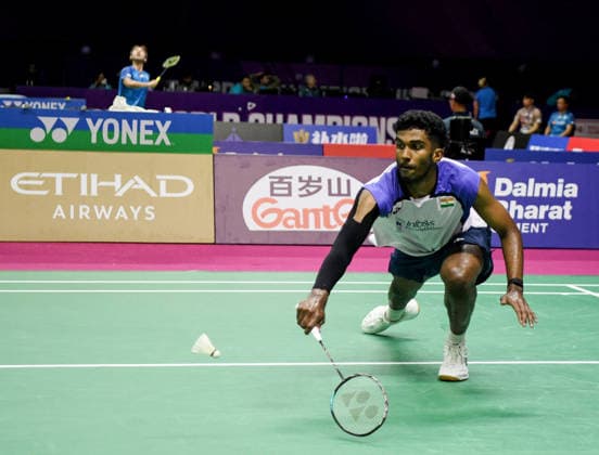 BWF World Championship, WM, Weltmeisterschaft 2026, India vs Sri Lanka, men s singles Round of 32 New Delhi, Aug 19 (ANI): India s Ayush Shetty in action during the men s singles Round of 32 match against Sri Lanka s Dumindu Abeywickrama at the BWF World Championship 2026 at Indira Gandhi Indoor Stadium, in New Delhi on Wednesday. NEW DELHI Delhi India Copyright: xANIx ANI_20260819529
