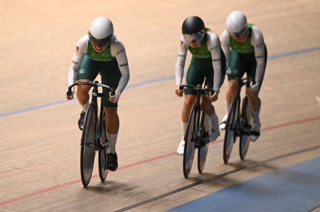 2026 UCI Junior Track World Championships Picture by Mathew Wells SWpix.com - 19 08 2026 - Cycling - 2026 UCI Junior Track World Championships - Heusden-Zolder, Flanders, Belgium - Women™s Team Sprint First Round - Sofia Carolina Lopez Villarreal, Nicole Jimenez Rochin, Helena Rodriguez Peschard of Mexico Copyright: x xSWpix.comx(t axPhotographyxHubxLtd)xMathewxWells SWpix.comx SWP-3030-18196