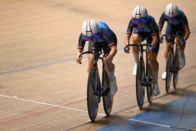 2026 UCI Junior Track World Championships Picture by Mathew Wells SWpix.com - 19 08 2026 - Cycling - 2026 UCI Junior Track World Championships - Heusden-Zolder, Flanders, Belgium - Women™s Team Sprint First Round - Vanessa Masotti, Maya Ferrante, Sara Peruta of Italy Copyright: x xSWpix.comx(t axPhotographyxHubxLtd)xMathewxWells SWpix.comx SWP-3030-18197