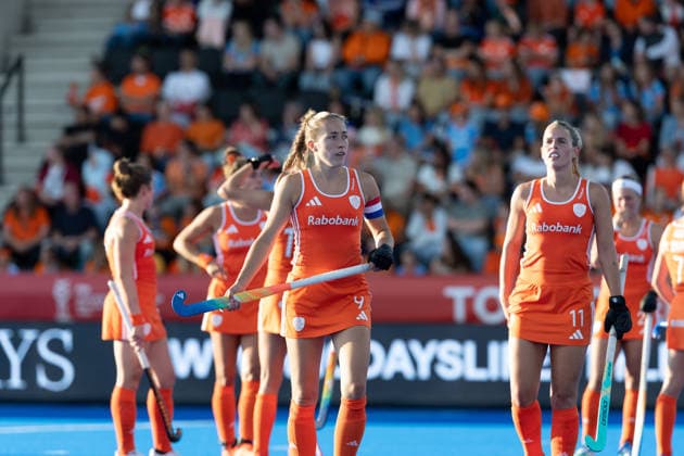 Netherlands Women v Japan Women - FIH Hockey World Cup AMSTELVEEN, NETHERLANDS - AUGUST 19: Renee van Laarhoven of Netherlands during the FIH Hockey World Cup match between Netherlands Women and Japan Women at Wagener Stadion on August 19, 2026 in Amstelveen, Netherlands. Amstelveen Wagener Stadion Netherlands Content not available for redistribution in The Netherlands directly or indirectly through any third parties. Copyright: xMarcelxvanxPlateringenx