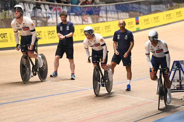 2026 UCI Junior Track World Championships Picture by Mathew Wells SWpix.com - 19 08 2026 - Cycling - 2026 UCI Junior Track World Championships - Heusden-Zolder, Flanders, Belgium - Men™s Team Sprint First Round - Kristian Larigo, Charlie Holt, Ioan Hepburn of Great Britain Copyright: x xSWpix.comx(t axPhotographyxHubxLtd)xMathewxWells SWpix.comx SWP-3030-18204