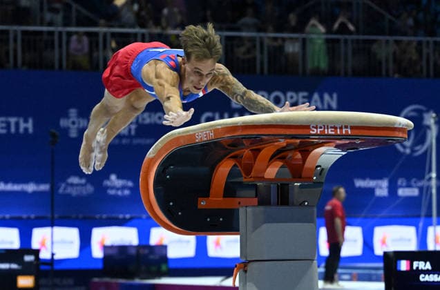 37th European Championships and 15th European Junior Championships in MenÂ s Artistic Gymnastics Aurel Benovic of Croatia competes on the vault during qualification on day 1 of the 2026 Men s Artistic Gymnastics European Championships at Arena Zagreb on August 19, 2026 in Zagreb, Croatia.  MarkoxLukunic PIXSELL
