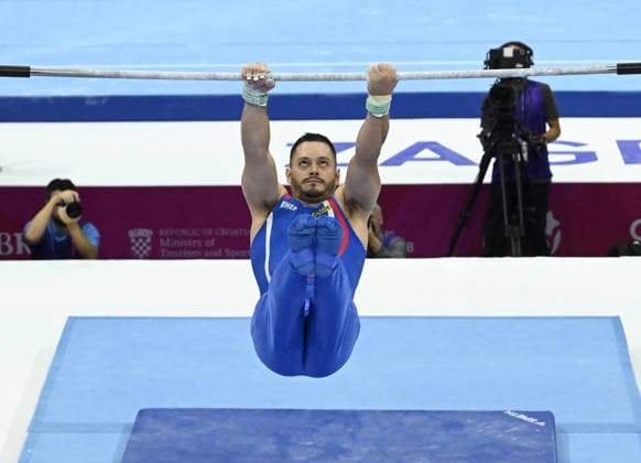 37th European Championships and 15th European Junior Championships in MenÂ s Artistic Gymnastics Tin Srbic of Croatia competes on the horizontal bar during qualification on day 1 of the 2026 Men s Artistic Gymnastics European Championships at Arena Zagreb on August 19, 2026 in Zagreb, Croatia.  MarkoxLukunic PIXSELL