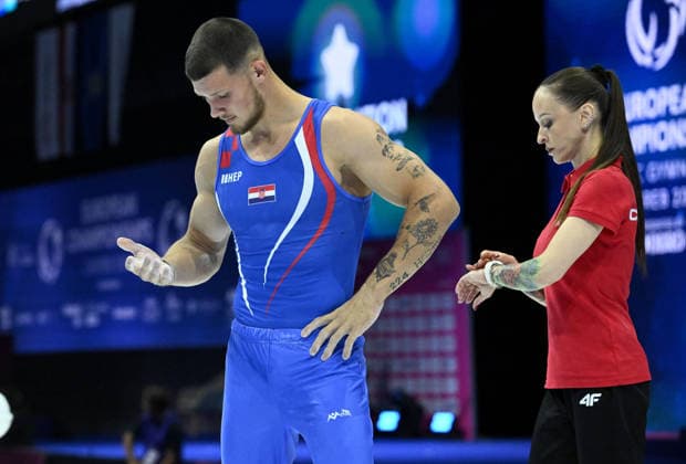 37th European Championships and 15th European Junior Championships in MenÂ s Artistic Gymnastics Ilia Kovtun of Croatia competes on the parallel bars during qualification on day 1 of the 2026 Men s Artistic Gymnastics European Championships at Arena Zagreb on August 19, 2026 in Zagreb, Croatia.  MarkoxLukunic PIXSELL