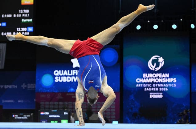 37th European Championships and 15th European Junior Championships in MenÂ s Artistic Gymnastics Ilia Kovtun of Croatia competes on the floor exercise during qualification on day 1 of the 2026 Men s Artistic Gymnastics European Championships at Arena Zagreb on August 19, 2026 in Zagreb, Croatia.  MarkoxLukunic PIXSELL