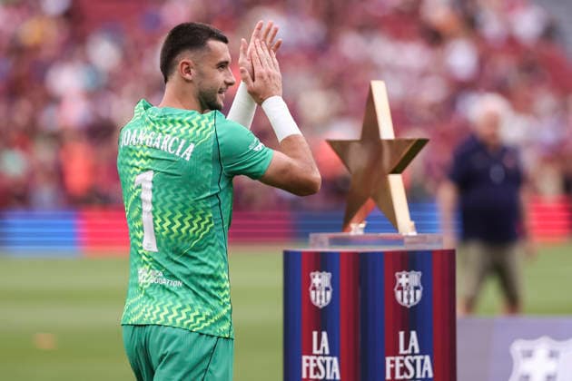 August 19, 2026, Barcelona, Barcelona, SPAIN: Joan Garcia of FC Barcelona, Barca during presentation the Joan Gamper Trophy, football match played between FC Barcelona and Al-Ahly FC at Spotify Camp Nou stadium on August 19, 2026 in Barcelona, Spain. FC Barcelona V Al-Ahly FC - Joan Gamper Trophy  - ZUMAa181 20260819_zaa_a181_020 Copyright: xJavierxBorregox