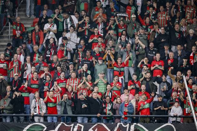 NIJMEGEN - NEC Nijmegen supporters prior to the Champions League play-offs between NEC and FK Bodo Glimt at De Goffert on August 18, 2026 in Nijmegen, the Netherlands. BART STOUTJESDIJK ANP xVIxANPxSportx xxANPxIVx 565829222 originalFilename: 565829222.jpg