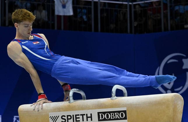 37th European Championships and 15th European Junior Championships in MenÂ s Artistic Gymnastics Mateo Zugec of Croatia competes on the pommel horse during qualification on day 1 of the 2026 Men s Artistic Gymnastics European Championships at Arena Zagreb on August 19, 2026 in Zagreb, Croatia.  MarkoxLukunic PIXSELL
