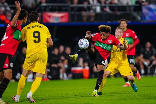 NIJMEGEN , 19-08-2026 , Stadium De Goffert , season 2026 2027 , UEFA Champions League play-offs 1st leg football , match between NEC Nijmegen and Bodo Glimt , picture shows NEC player Noe Lebreton NEC - Bodo Glimt  x205853564x Copyright: