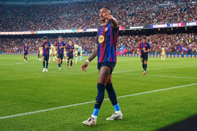 ESP: FC Barcelona, Barca - Al Ahly FC. Joan Gamper Trophy. Raphael Dias Belloli Raphinha of FC Barcelona celebrates after scoring the 2-0 during the Joan Gamper Trophy match between FC Barcelona and Al Ahly FC played at Spotify Camp Nou Stadium on 19 Aug 2026 in Barcelona, Spain. kpng Copyright: xBaguxBlancox xPRESSINPHOTOx PS_2627_BAL_ALH_526