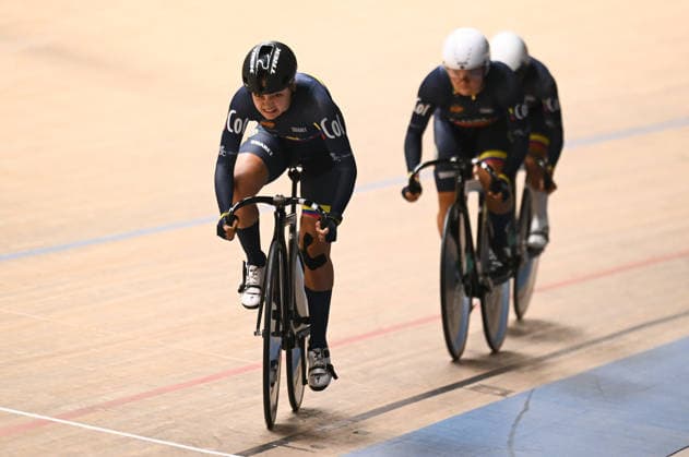 2026 UCI Junior Track World Championships Picture by Mathew Wells SWpix.com - 19 08 2026 - Cycling - 2026 UCI Junior Track World Championships - Heusden-Zolder, Flanders, Belgium - Women™s Team Sprint Final for Bronze - Salome Vargas Alzate, Manuela Loaiza Zabala, Danna Valentina Martinez Mahecha of Colombia Copyright: x xSWpix.comx(t axPhotographyxHubxLtd)xMathewxWells SWpix.comx SWP-3030-18245