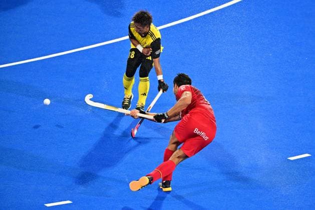 RECORD DATE NOT STATED Malaysia s Faiz Jali and Belgium s Alexander Hendrickx pictured during a hockey game between Belgian Lions and Malaysia, the third (out of three) matches during the group stage of the men s 2026 Hockey World Cup, Saturday 30 December 1899 in Wavre. The 2026 edition of the Hockey World Cup takes place in Belgium and The Netherlands from August 15 to August 30. DIRKxWAEM  x183788566x