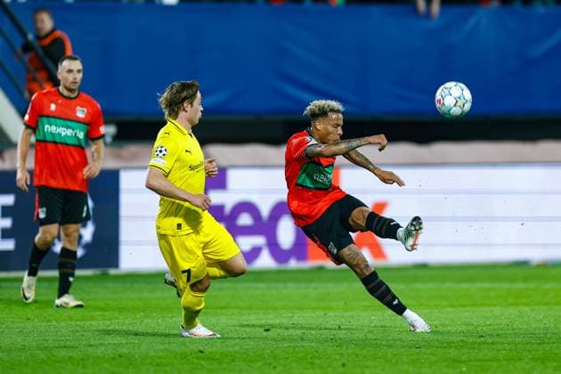 NIJMEGEN , 19-08-2026 , Stadium De Goffert , season 2026 2027 , UEFA Champions League play-offs 1st leg football , match between NEC Nijmegen and Bodo Glimt , picture shows NEC player Tjaronn Chery NEC - Bodo Glimt  x205853843x Copyright: