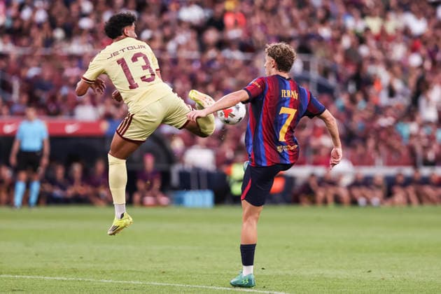 August 19, 2026, Barcelona, Barcelona, SPAIN: Fermin Lopez of FC Barcelona, Barca and Marawan Attia of Al-Ahly FC in action during the Joan Gamper Trophy, football match played between FC Barcelona and Al-Ahly FC at Spotify Camp Nou stadium on August 19, 2026 in Barcelona, Spain. Barcelona SPAIN - ZUMAa181 20260819_zaa_a181_051 Copyright: xJavierxBorregox