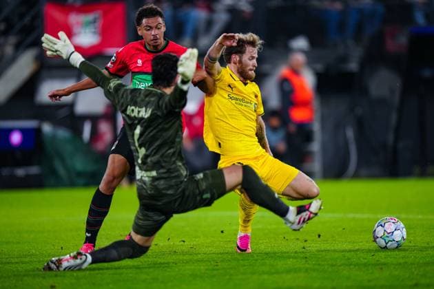 NIJMEGEN , 19-08-2026 , Stadium De Goffert , season 2026 2027 , UEFA Champions League play-offs 1st leg football , match between NEC Nijmegen and Bodo Glimt , picture shows Bodo Glimt player Ole Didrik Blomberg NEC - Bodo Glimt  x205853900x Copyright: