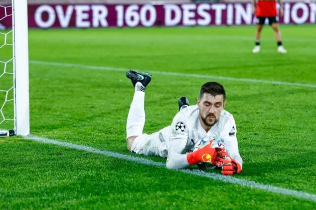 NIJMEGEN , 19-08-2026 , Stadium De Goffert , season 2026 2027 , UEFA Champions League play-offs 1st leg football , match between NEC Nijmegen and Bodo Glimt , picture shows Bodo Glimt keeper Nikita Khaikin NEC - Bodo Glimt  x205854016x Copyright: