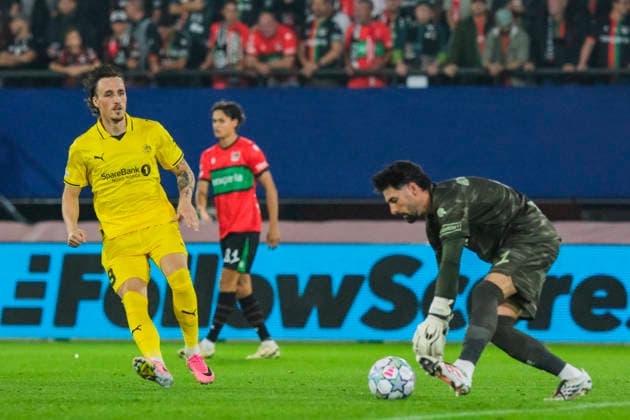 Champions League-kvalifisering, playoff: NEC Nijmegen - Bodo Glimt Nijmegen 20260819. playoff-kampen i Champions League-kvalifiseringen mellom mellom NEC Nijmegen og Bodo Glimt pa Goffertstadion. Foto: Patrick Post NTB Nijmegen Nederland EDITORIAL USE ONLY. RESTRICTED USE FOR BETTING COMPANIES Ref:_SPOMTS0r6xEwMo.jpg *** Champions League Qualifying, Playoff: NEC Nijmegen vs. Bodo Glimt, Nijmegen, August 19, 2026. The Champions League qualifying playoff match between NEC Nijmegen and Bodo Glimt at Goffert Stadium. Photo by Patrick Post, NTB, Nijmegen, Netherlands. EDITORIAL USE ONLY. RESTRICTED USE FOR BETTING COMPANIES.  Copyright: xPatrickxPostx xNTBx