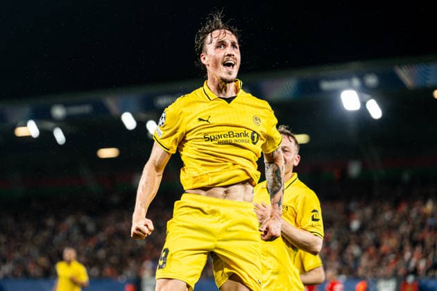 2026-08-19 NEC Nijmegen v FK Bodo Glimt - UEFA Champions League 2026 27 Play-Offs First Leg NIJMEGEN, NETHERLANDS - AUGUST 19: Andreas Helmersen of FK Bodo Glimt celebrates the second goal during the UEFA Champions League 2026 27 Play-Offs First Leg match between NEC Nijmegen and FK Bodo Glimt at Goffertstadium on August 19, 2026 in Nijmegen, Netherlands. (Photo by Gabriel Calvino Alonso BSR Agency) Nijmegen Netherlands Content not available for redistribution in The Netherlands directly or indirectly through any third parties. Copyright: xBSRxAgencyx