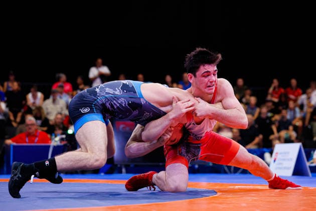 U20 World Championships 82kg GR - Elmin Aliyev (AZE) df. Ismail Bereket (TUR) *** U20 World Championships, 82 kg Greco-Roman: Elmin Aliyev (AZE) defeated Ismail Bereket (TUR) Copyright: xKostadinxAndonovx